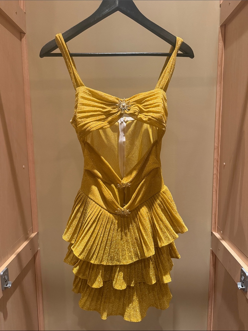 Golden Yellow Ruffled Party Dress